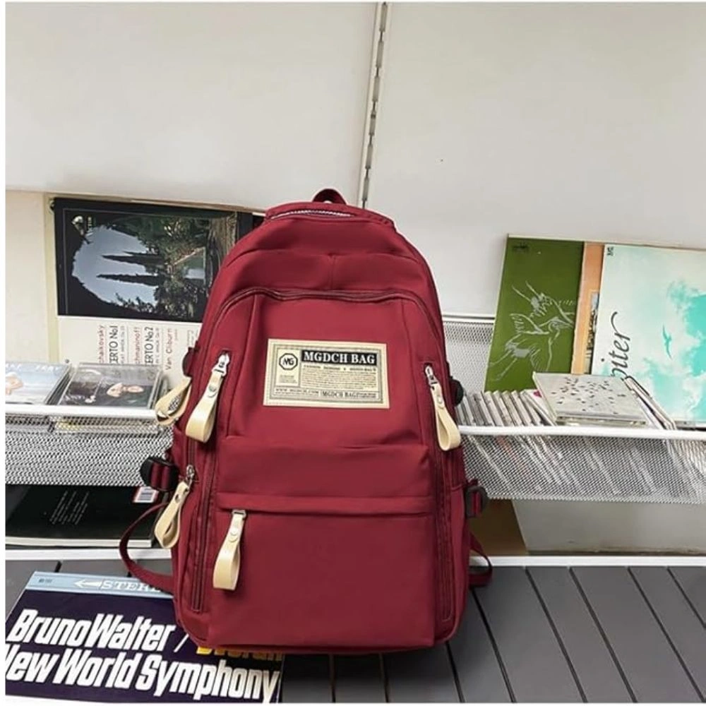 Aesthetic Waterproof Large Capacity Cute Backpack(Red Color) - Image 3