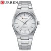 CURREN 8439-Silver White Premium Waterproof Watch